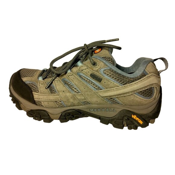 Merrell Moab Shoes Womens 7 Gray Blue Mesh Hiking Comfort Work Lace Up Vibram - Picture 2 of 16